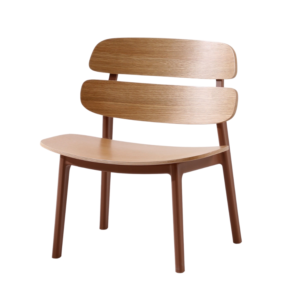 Noore Easy Chair Wooden Seat with Brown PP Legs